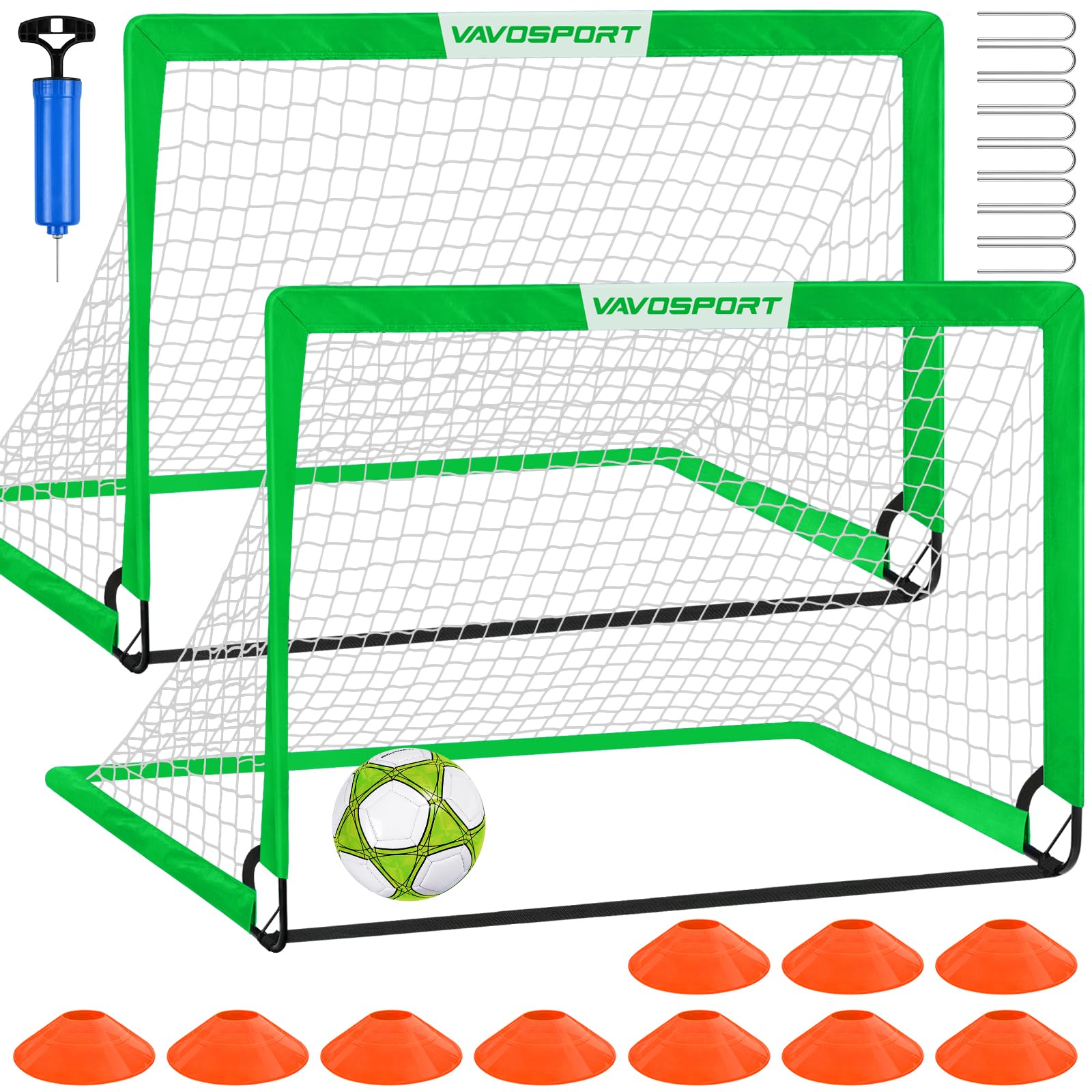 Soccer Goals for Backyard Set - 2 of 5' x 3.6' Portable Soccer Goal Training Equipment, Pop Up Soccer Net with Soccer Ball, Soccer Set for Games, Sports-image-46