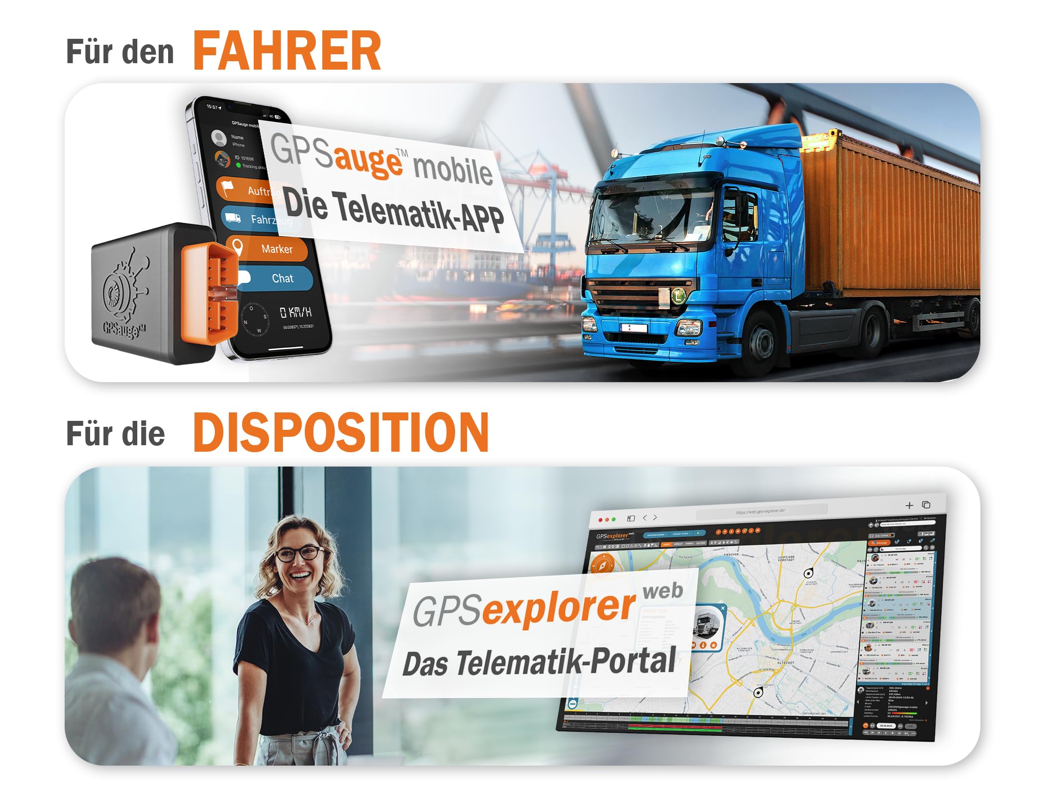 OBD: GPS Telematik-Tracker inkl. 1 Jahr Lizenz, sofort einsatzbereit! Für Ortung + Objekterkennung + Telemetriedaten + elektronisches Fahrtenbuch mit Fahrer App + Fuhrparkmanagement Software
