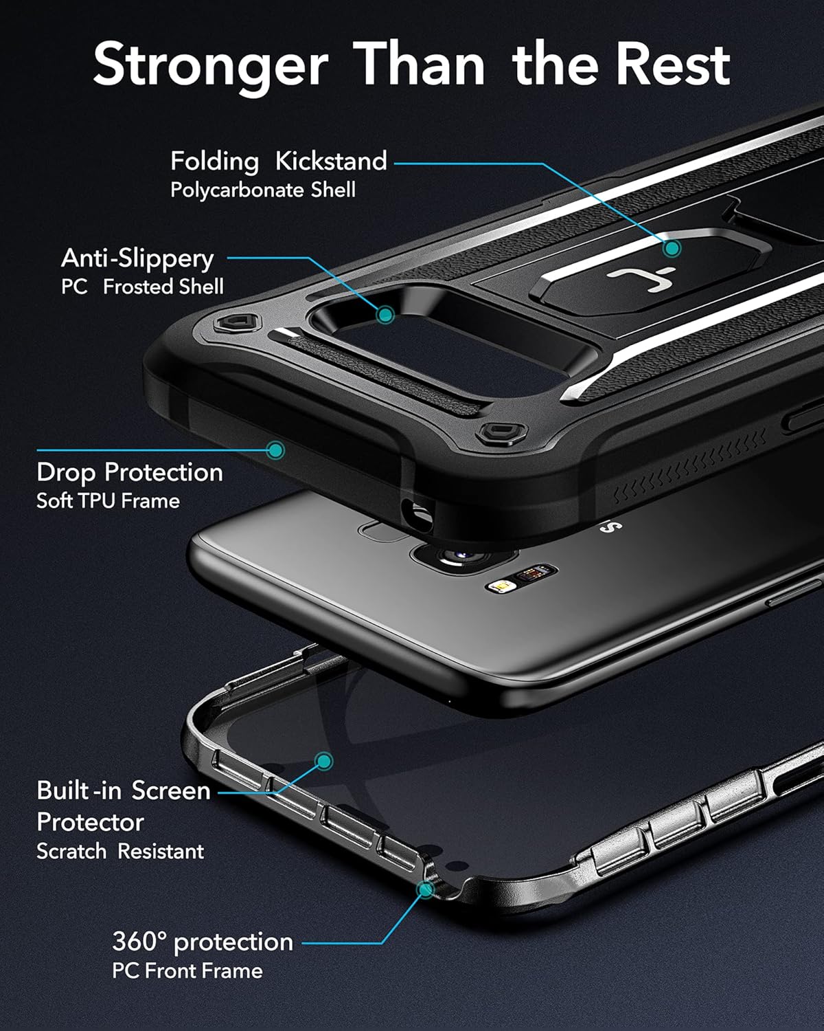 Blасk Frіdау Clеаrаnсе YOUMAKER Kickstand Case for Galaxy S8, Full Body with Built-in Screen Protector Heavy Duty Protection Shockproof Rugged Cover for Samsung Galaxy S8 5.8 inch - Black/Black 80% оƒƒ Dіѕсоunt YOUMAKER Kickstand Case for Galaxy S8, Full Body with Built-in Screen Protector Heavy Duty Protection Shockproof Rugged Cover for Samsung Galaxy S8 5.8 inch - Black/Black