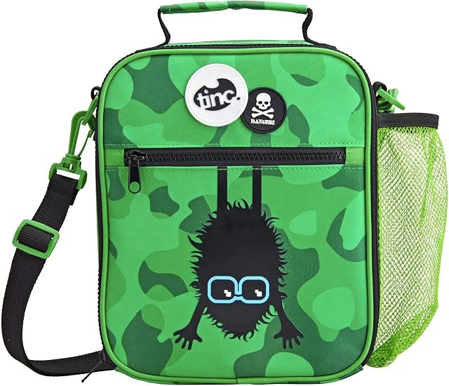 Tinc Kids Insulated Lunch Bag for Boys & Girls With Adjustable Strap & Bottle Holder | Water Resistant Leakproof Cooler Bag for School or Home | Green SALBHUGR
