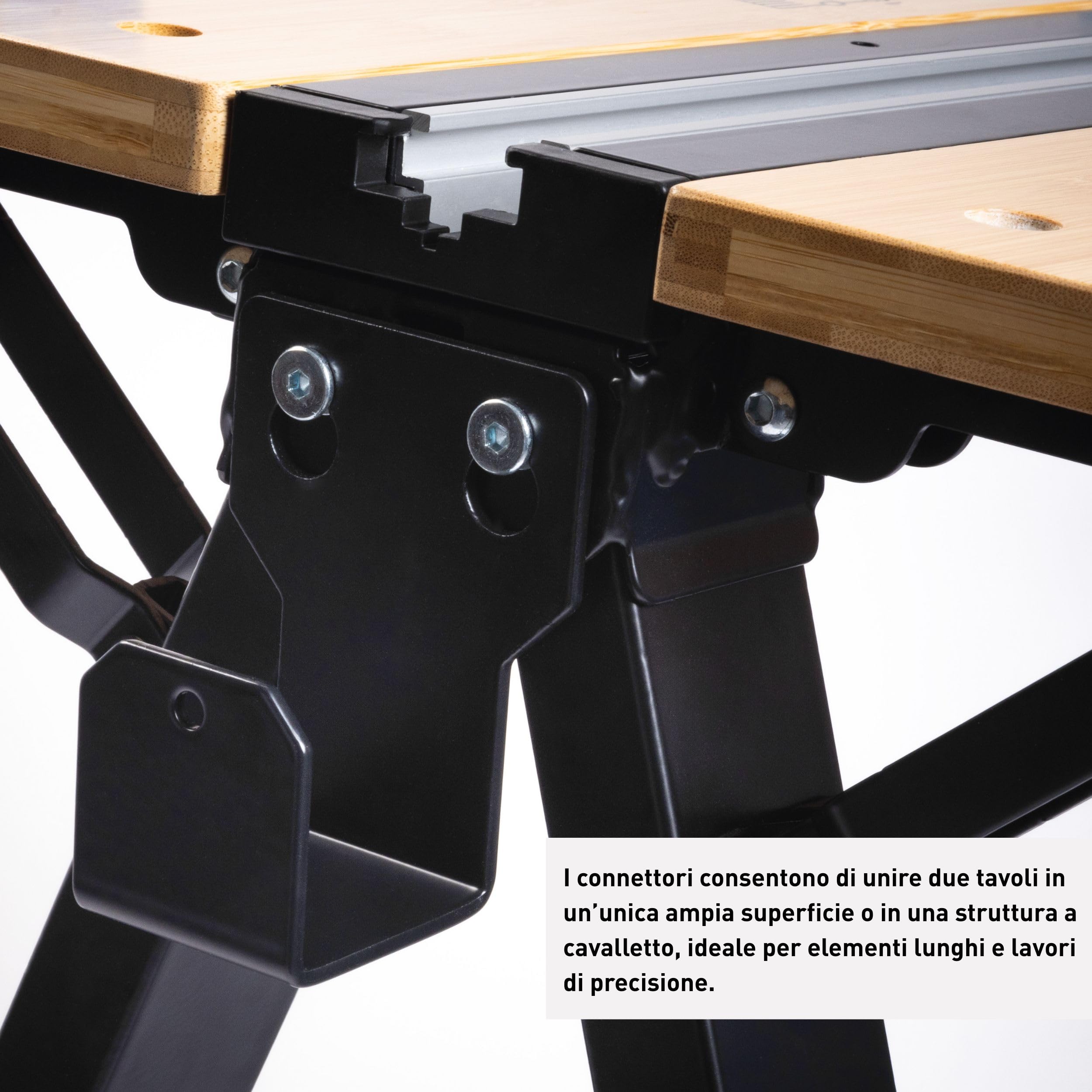 HÖGERT TECHNIK Tavolo da officina pieghevole, 700 x 650 x 915 mm, con piastra in bambù, regolazione in altezza a 5 livelli, capacità di carico 450 kg, fori, raccordi e morsetti di serraggio