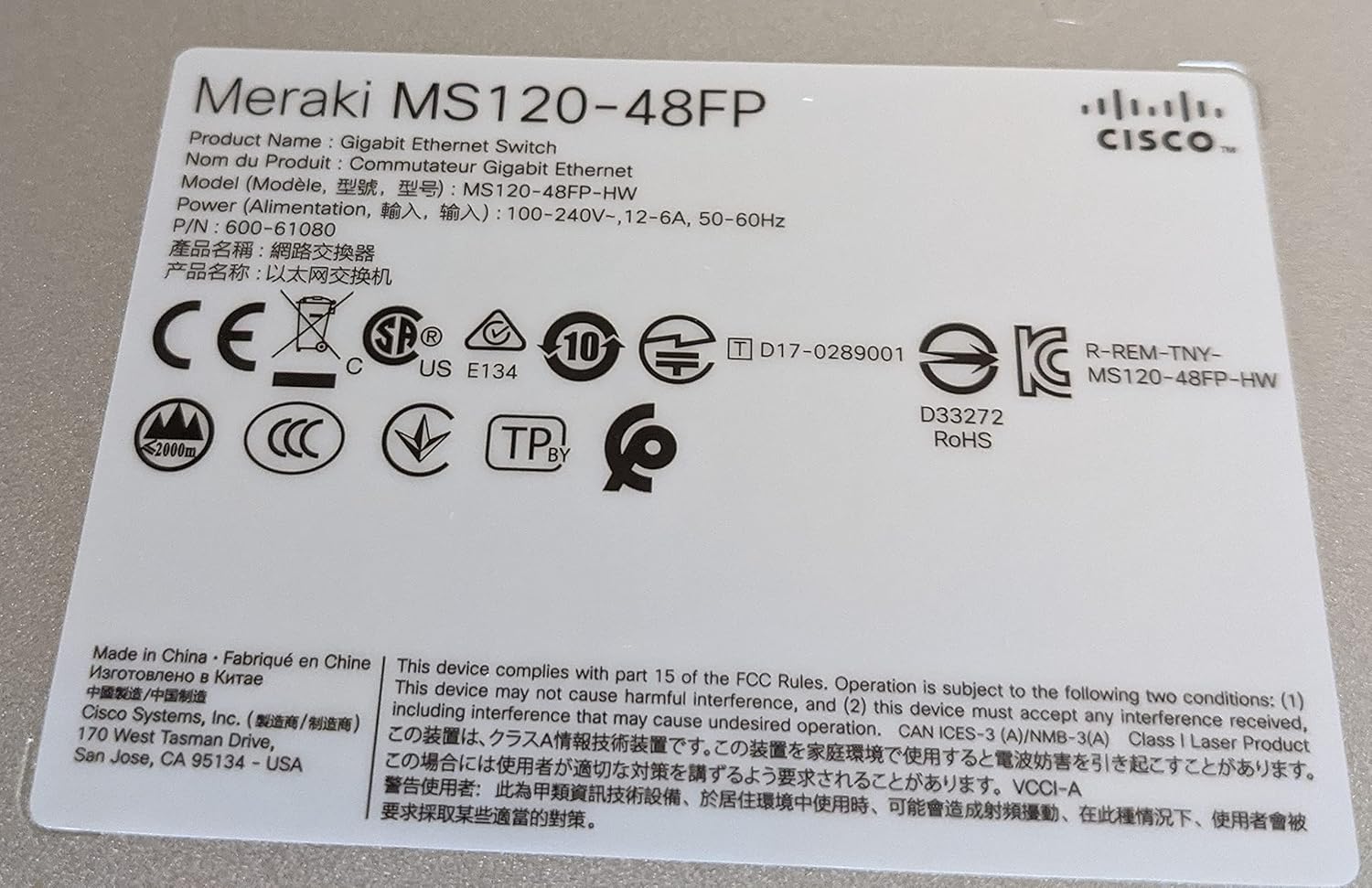 🔥 Cisco Meraki Cloud Managed MS120-48FP 740W PoE Switch - 48x 1GbE Ports, 4 x 1GbE SFP Uplink, 104 Gbps Switching Capacity Hottest Sales Cisco Meraki Cloud Managed MS120-48FP 740W PoE Switch - 48x 1GbE Ports, 4 x 1GbE SFP Uplink, 104 Gbps Switching Capacity