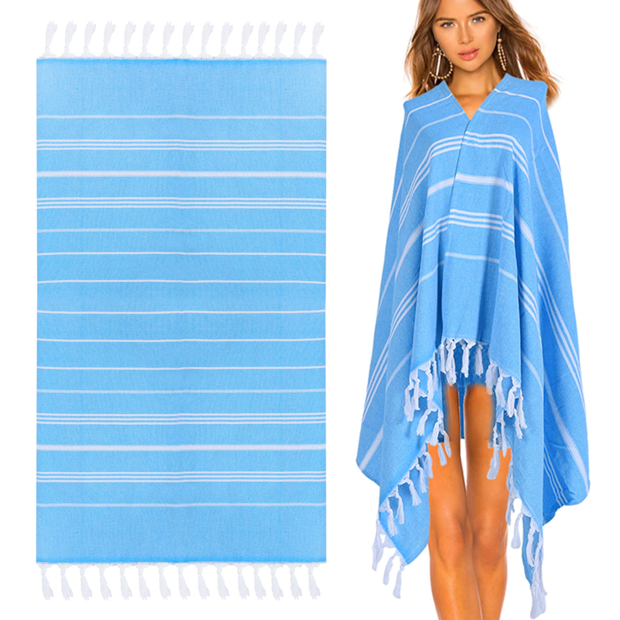 FSMILINGFsmiling Stripe Turkish Beach Towel Oversized 71x39 Turkish Bath Towels Quick Dry Sand Free Extra Large Beach Towel Lightweight Travel Beach Towel