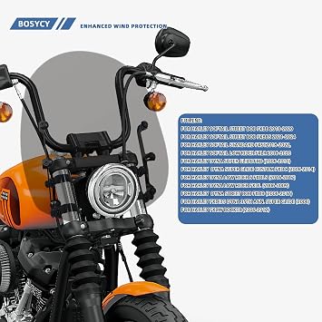 15 Smoke Motorcycle Windshield for Harley Softail FXBB FXBBS FXLR FXST and Dyna FXD FXDC FXDB FXDL FXDLS FXCW, Cruiser Windscreen Replacement for Street Bob Low Rider Super Glide Rocker