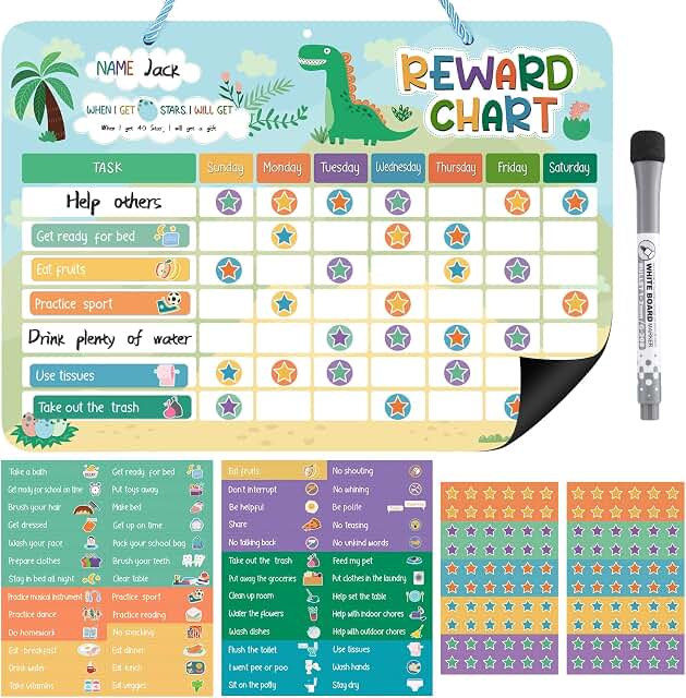 Thboxes Reward Chart for Kids—Dinosaur Magnetic