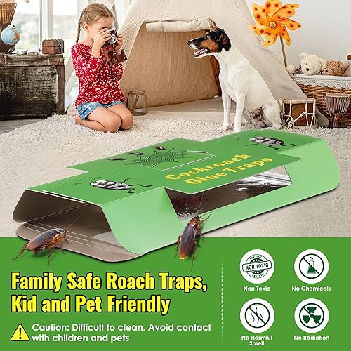 Miniatura 3 de Qualirey Paquete de 20 trampas para cucarachas, trampas adhesivas para cucarachas para interiores con cebo para cucarachas, trampa de pegamento para