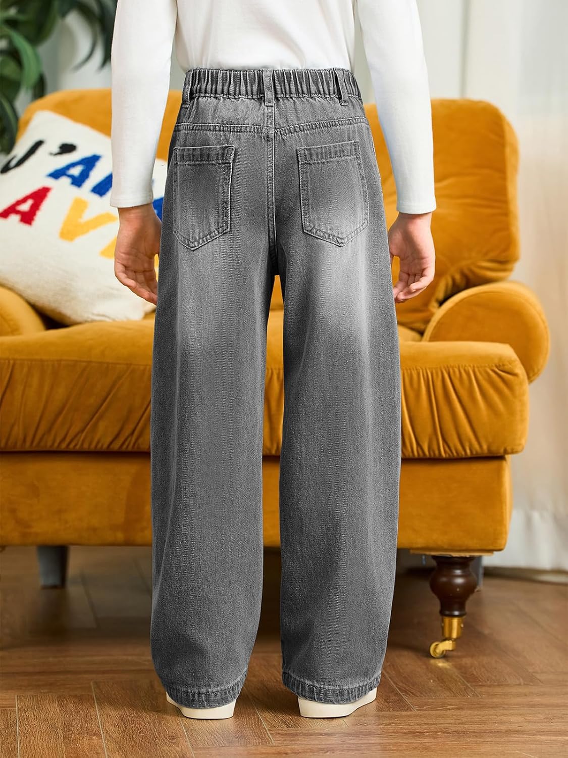 Haloumoning Boys Cargo Jeans Kids High Waisted Baggy Pants Casual Demin Pants with Multi Pockets 5-14 Years - Image 4