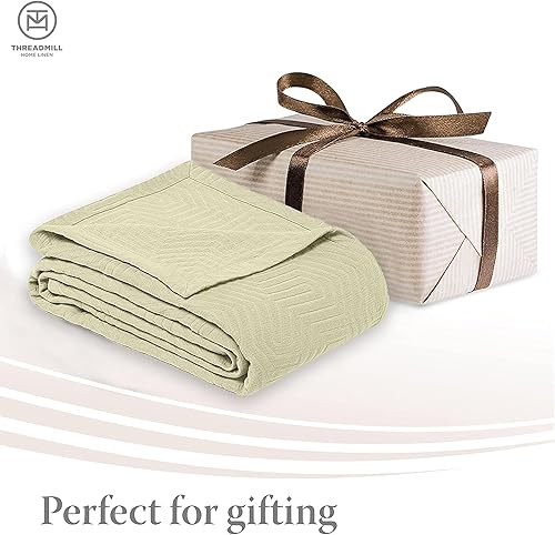 Miniatura 7 de Threadmill Mantas de algodón de lujo para cama tamaño King Acogedora manta 100% algodón tamaño King para todas las estaciones Aster suave y ligera