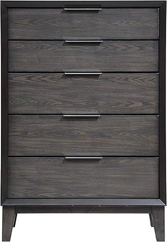 Miniatura 4 de Kings Brand Furniture Sheldon - Juego de dormitorio gris de 6 piezas tamaño King, cama, tocador, espejo, pecho y 2 mesitas de noche