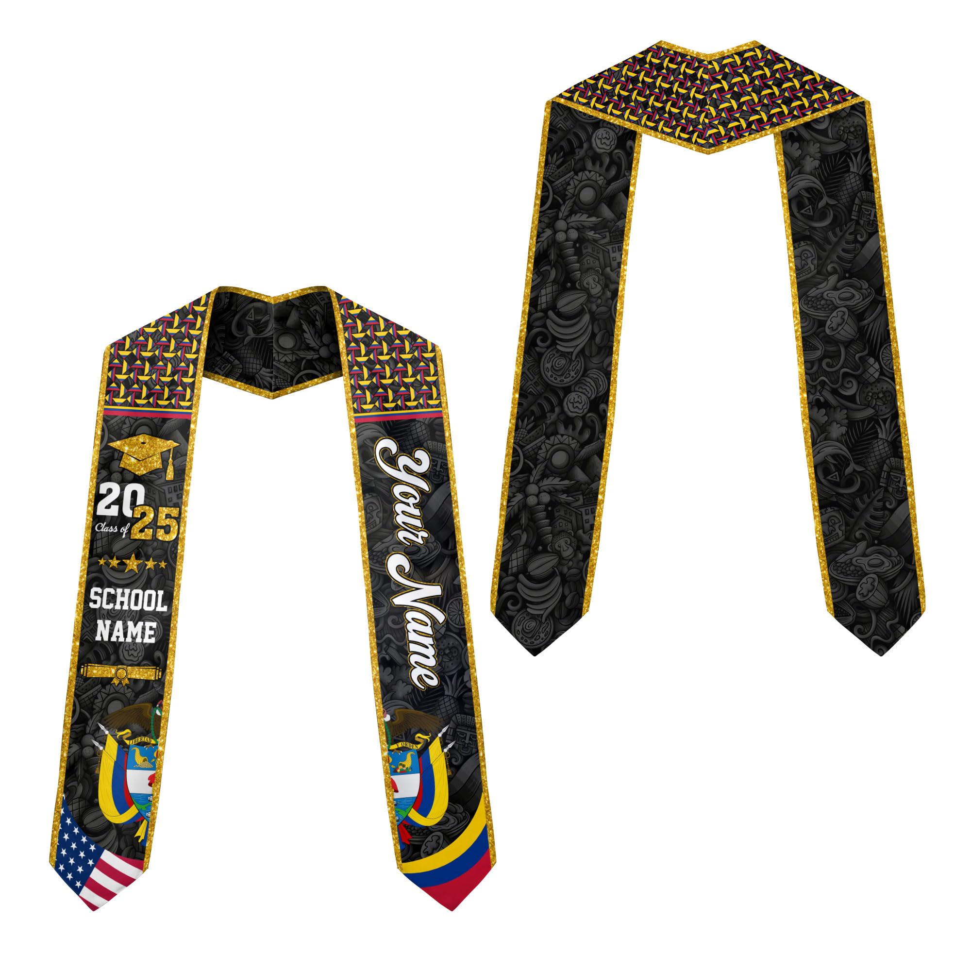 MonkeyVan Colombians Graduation Sash, Custom Colombians American Flag Graduation Sash 2025, Colombia Graduation Stole Clb2