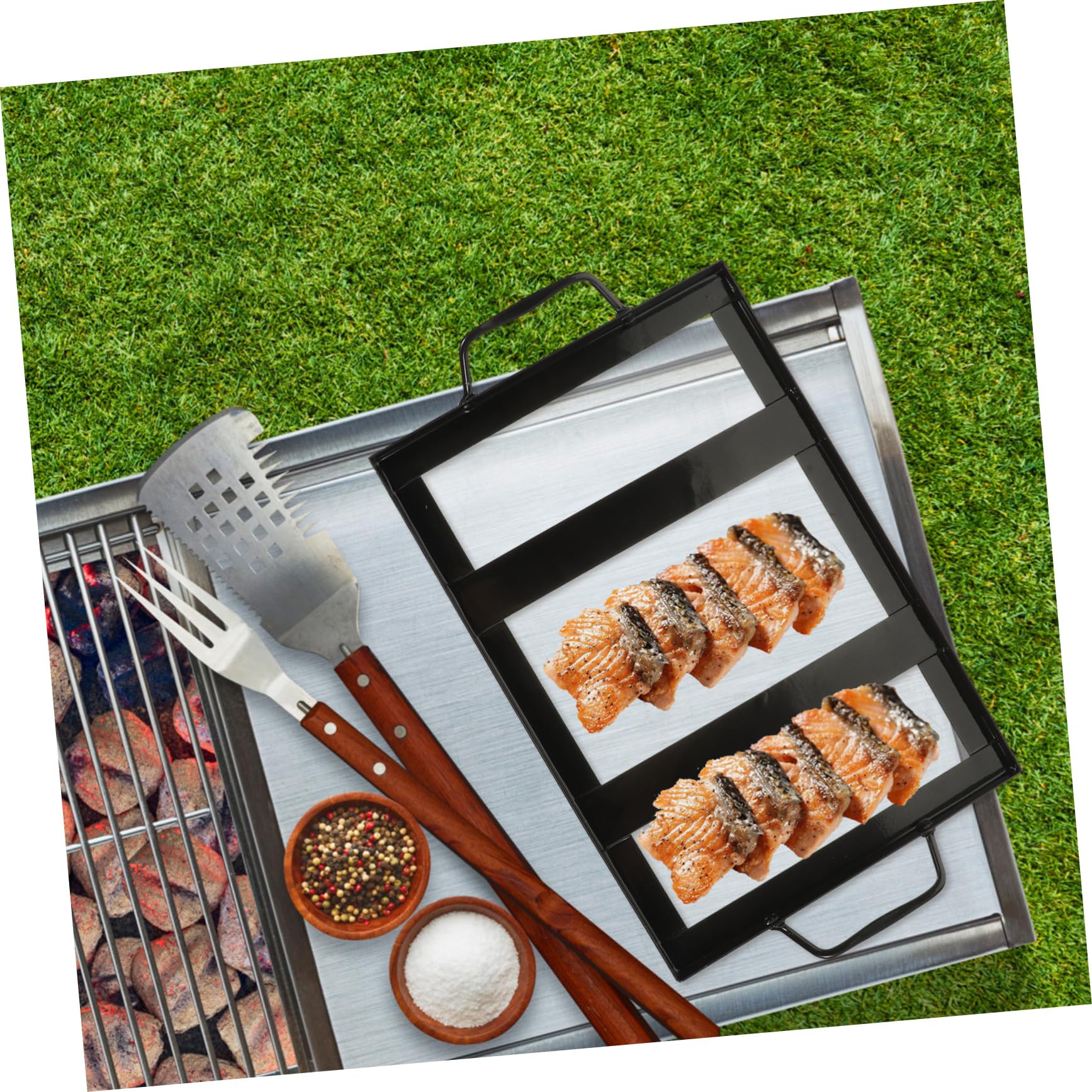 Support robuste en émail noir pour griller, barbecue et cuisine en plein air – Support de rôtissage parfait pour les fêtes avec des amis et des amis