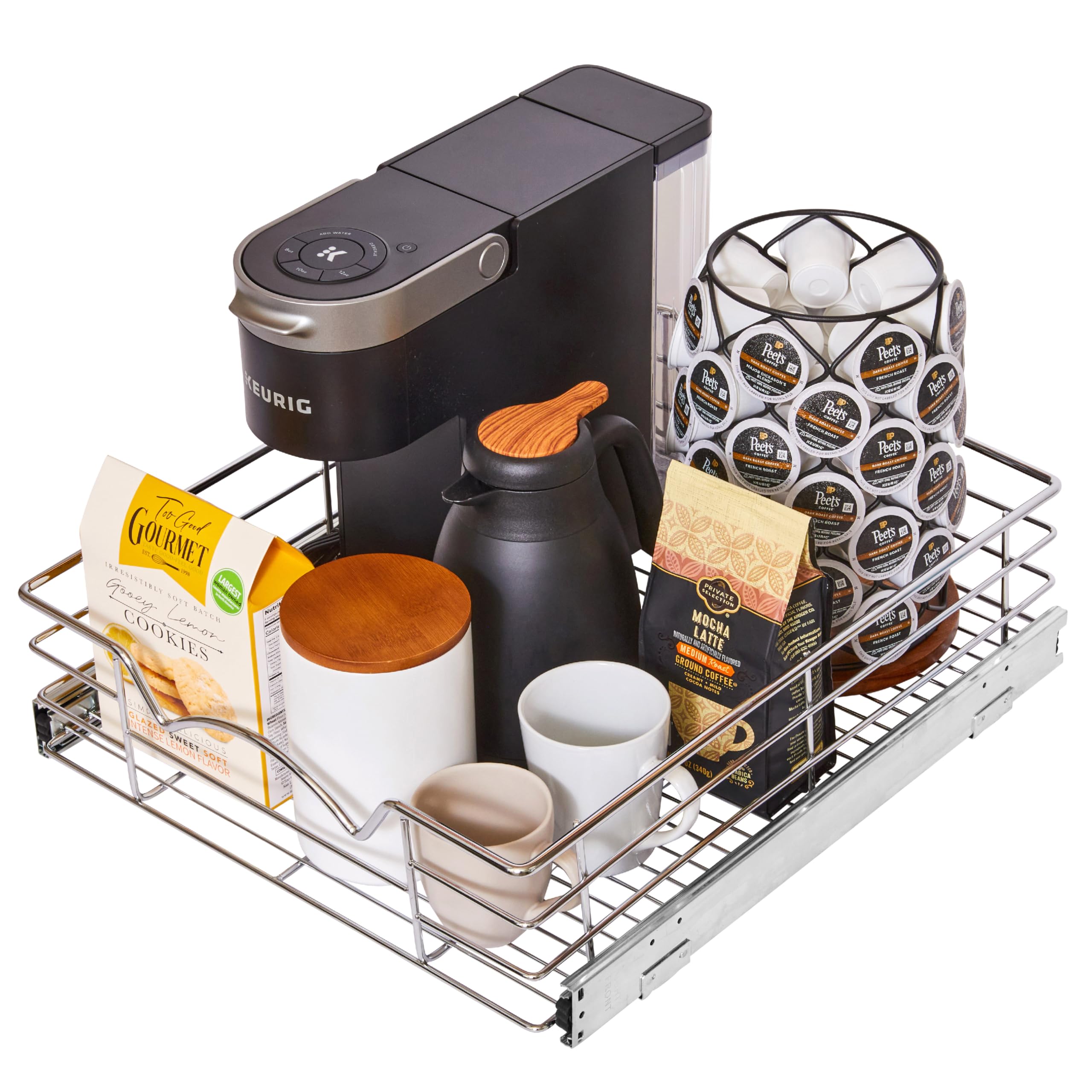 HOLDN’ STORAGE Pull Out Cabinet Organizer, Slide Out Drawer for Kitchen Cabinets & Pantry, Roll Out Shelf for Pots, Pans & Under Sink Storage,