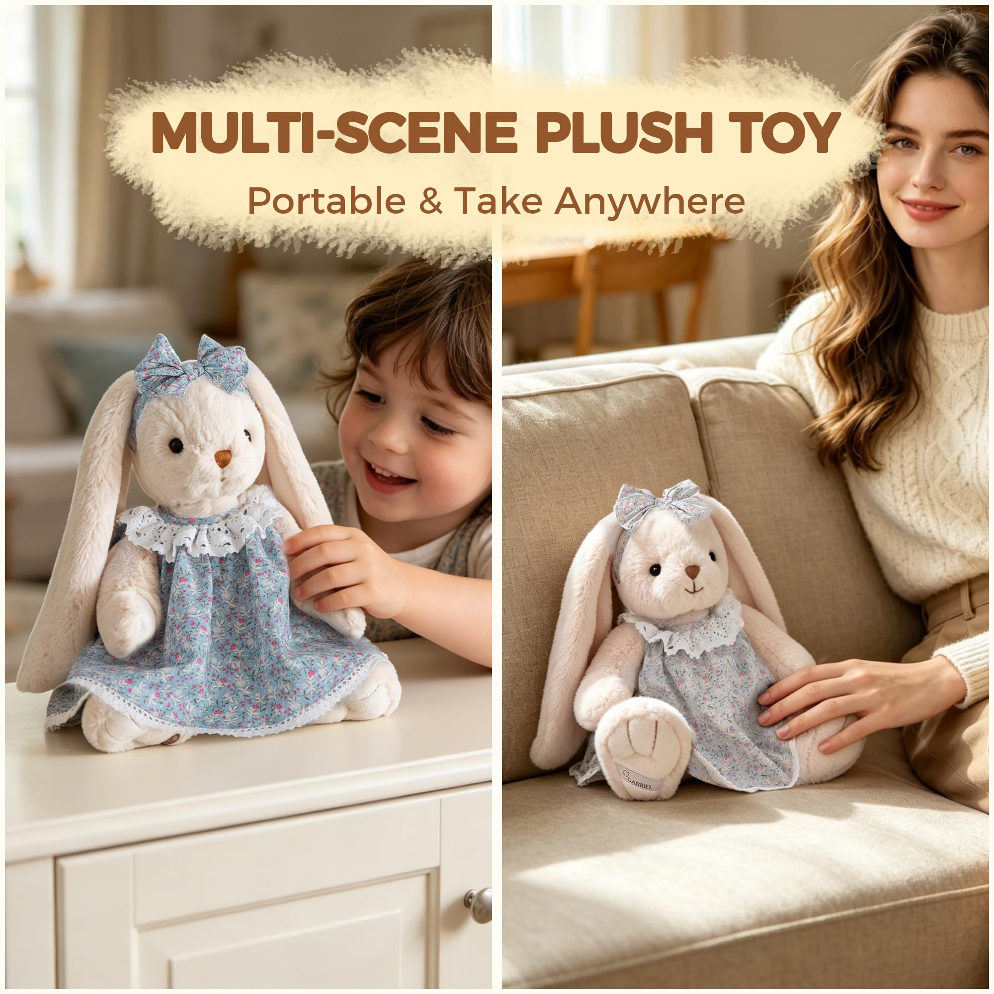 GABRIEL Plush Bunny Rabbit 30cm, Super Soft Cuddly Toy Teddy Stuffed Animal, Cuddly Plushie Toy with Fluffy Soft Ears - Image 7