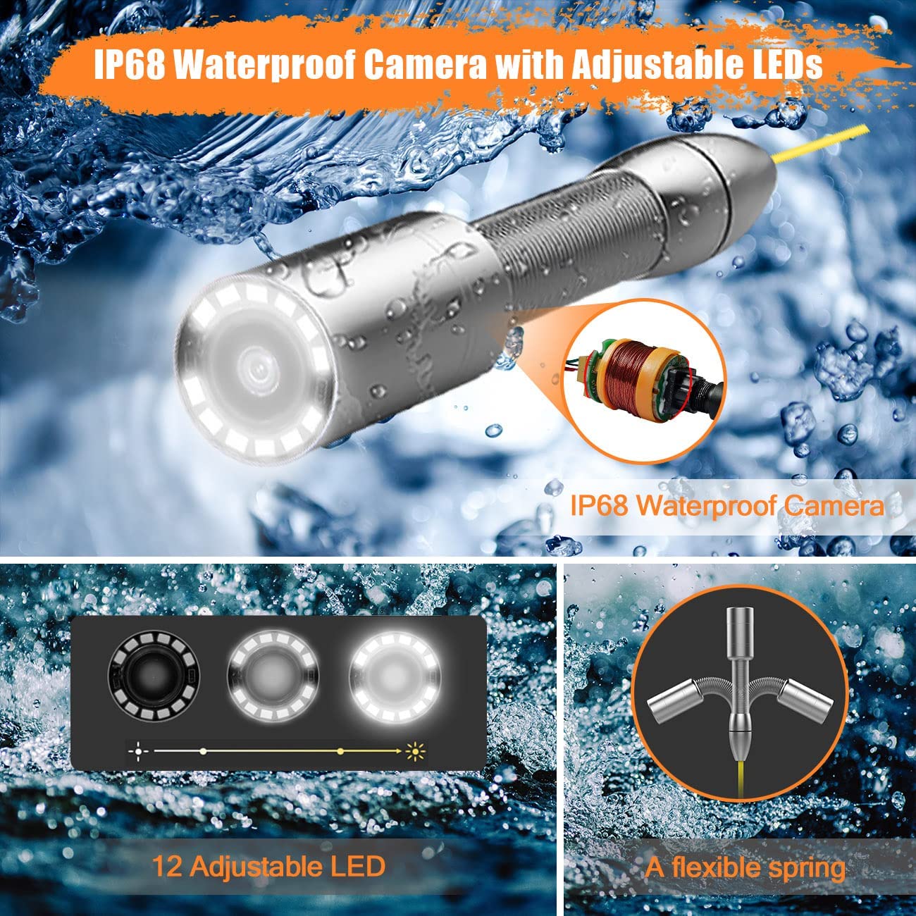Anysun 512Hz Sonde Transmitter 23mm IP68 Waterproof Sewer Camera Head Replacement Locator Head, Only for Anysun HBUDS PRANITE Aukfa 7D1 Plumbing Pipe Inspection Camera System