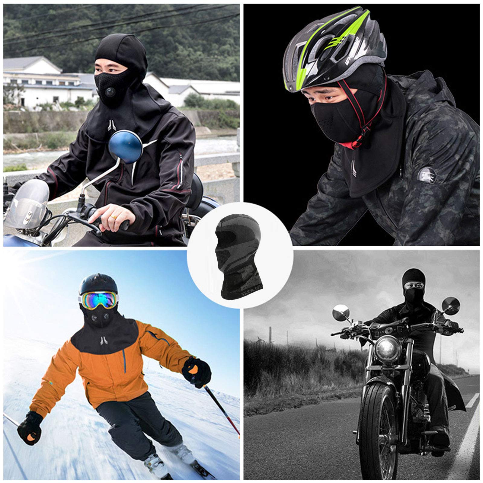 NANANA Balaclava Imperméable Résistant à la Pluie Masque Détachable Bonnet Cagoule d'alpinisme Ski Vélo Moto pour Temps Froid Ski Outdoor Moto Montagne Camping Randonnée Hiver,Long,L