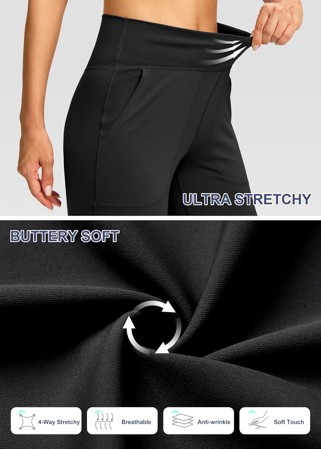 Soothfeel Wide Leg Pants Woman Yoga Pants with Pocket Crosscover High Waist Stretch Work Lounge Casual Dress Sweatpants - Image 5