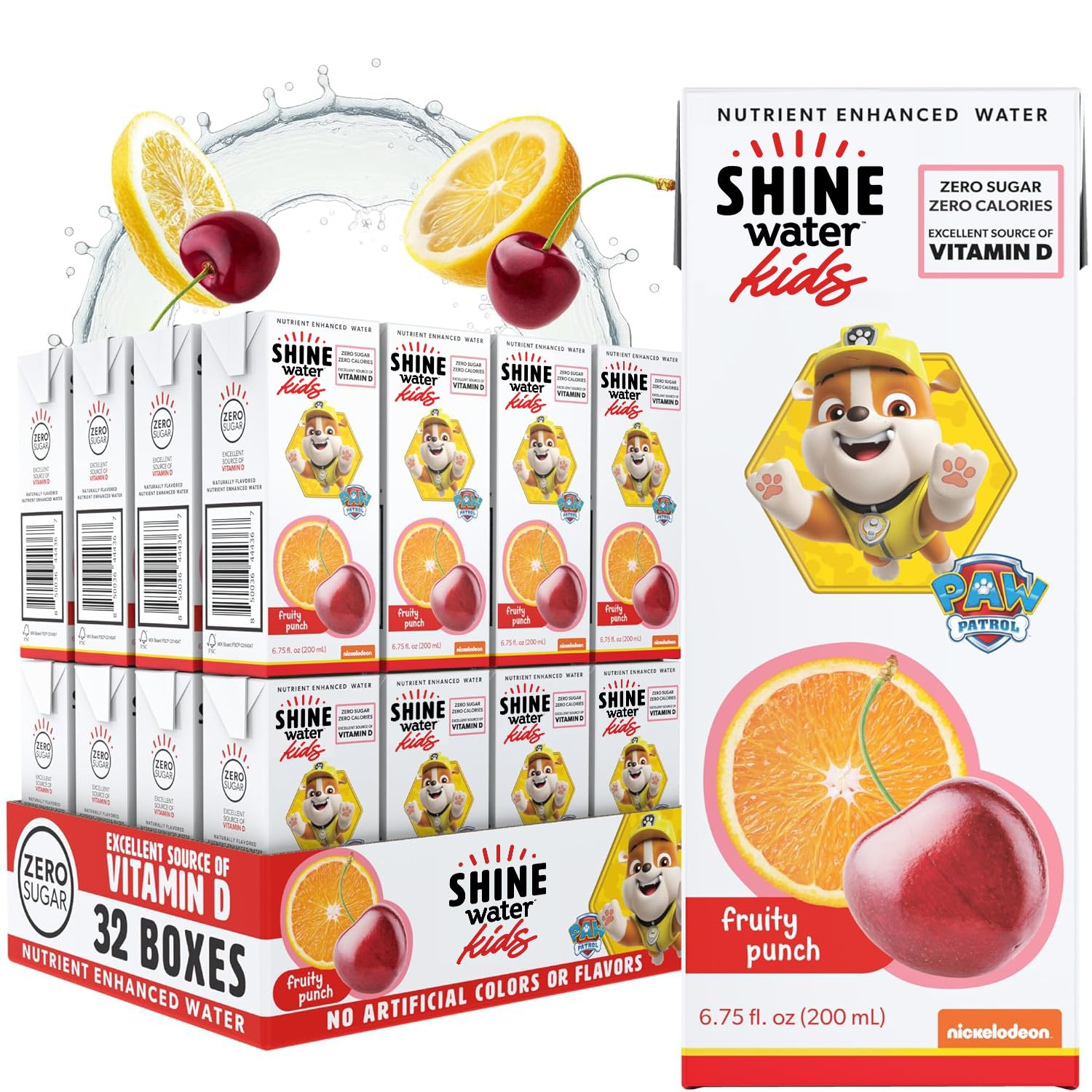 Amazon.com : Shine Water x Paw Patrol Fruit Punch Kids Juice Boxes with  Vitamin D 32-Pack | No Added Sugar | Naturally Flavored Drinks for Kids