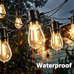 Joomer String Lights Outdoor, 58FT S14 Plug in Patio Lights Waterproof with 15+2 Edison Vintage Shatterproof Bulbs, Connectable Outdoor Hanging Light for Gazebo,Yard, Outside Decor (2700k Warm White) | Plug in Hanging Patio Lights Waterproof Edison V