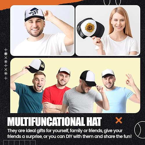 Miniatura 7 de 10 gorras de camionero en blanco para sublimación, gorra de béisbol de malla de poliéster para hombres y mujeres