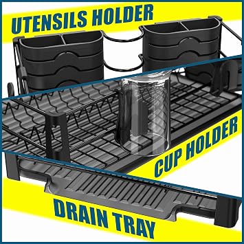 Simple Houseware Dish Drying Rack, Black