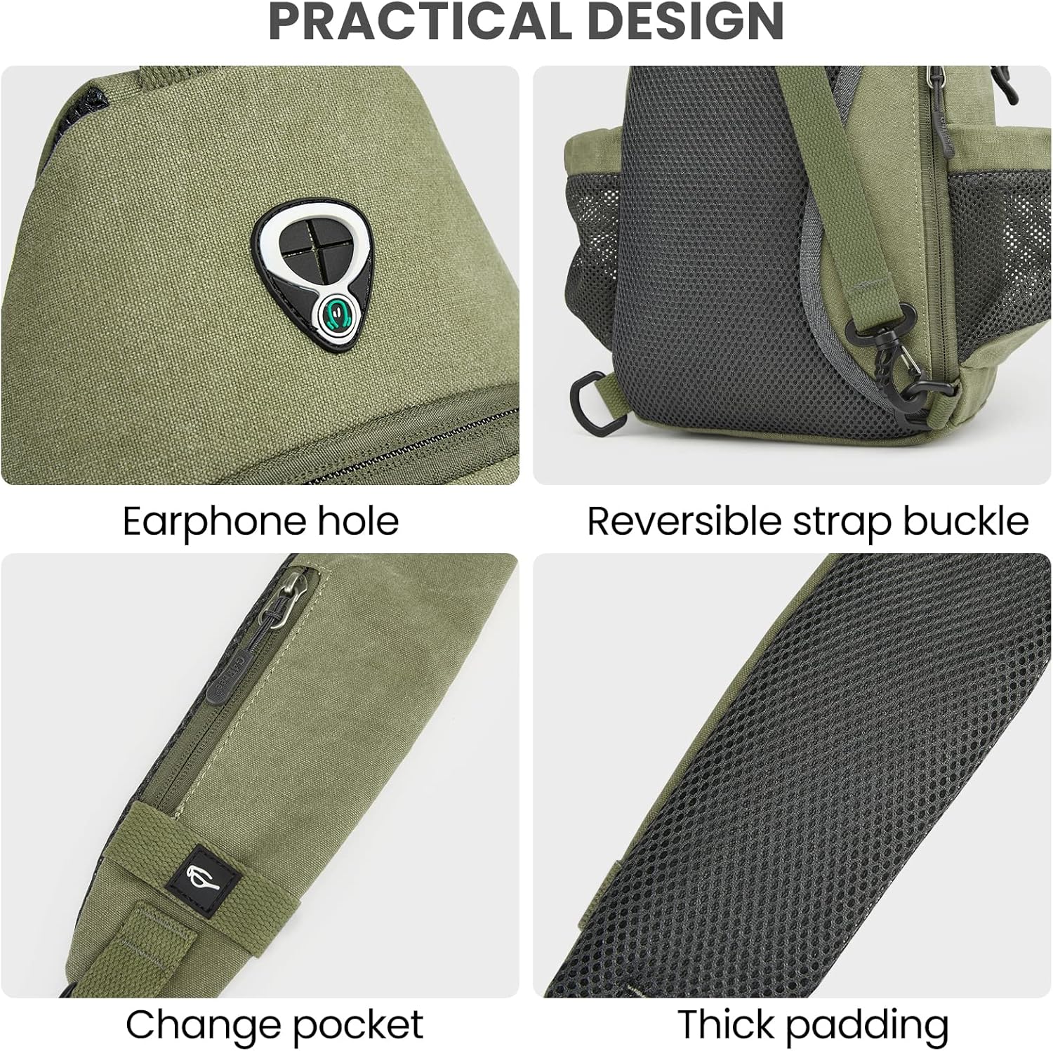 G4Free Canvas Sling Bag Crossbody Backpack with USB Charging Port & RFID Blocking, Hiking Daypack Chest Bag for Women Men - Image 6