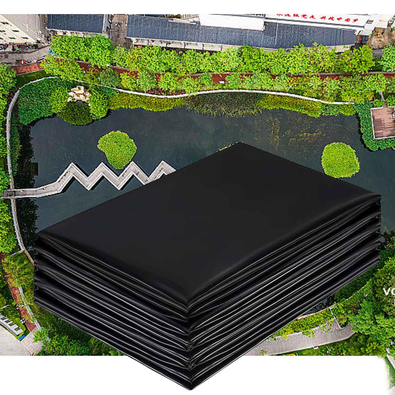 DMCHENGMA Black Fish Pond Liner 16.4x16.4ft/19.7x26.2ft HDPE Waterproof Membrane, 5Mil Thick Anti-UV Pool Liners for Outdoor Ponds, Fish Koi Ponds, Garden Fountain(4x10m(13.1x32.8ft))