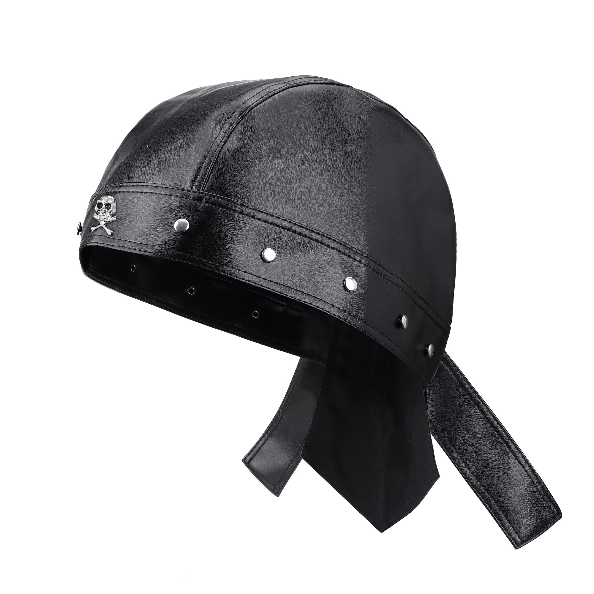 Eigso Punk Biker Cap for Men Women Bike Leather Bandana for Motorcycle