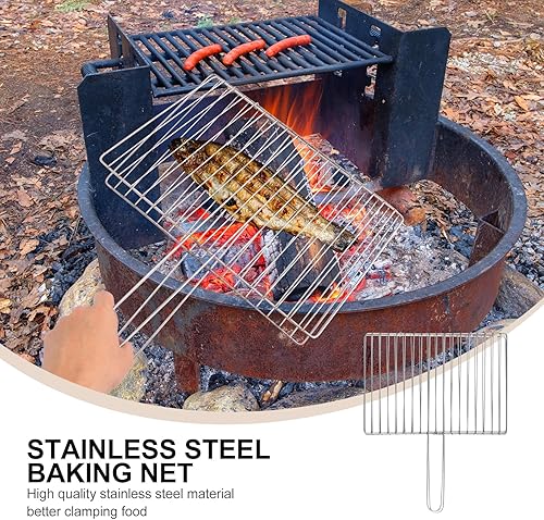 Miniatura 7 de GANAZONO Parrilla de acero inoxidable para perros calientes y verduras, parrilla para parrilla al aire libre, asas de bandeja de parrilla, clip de