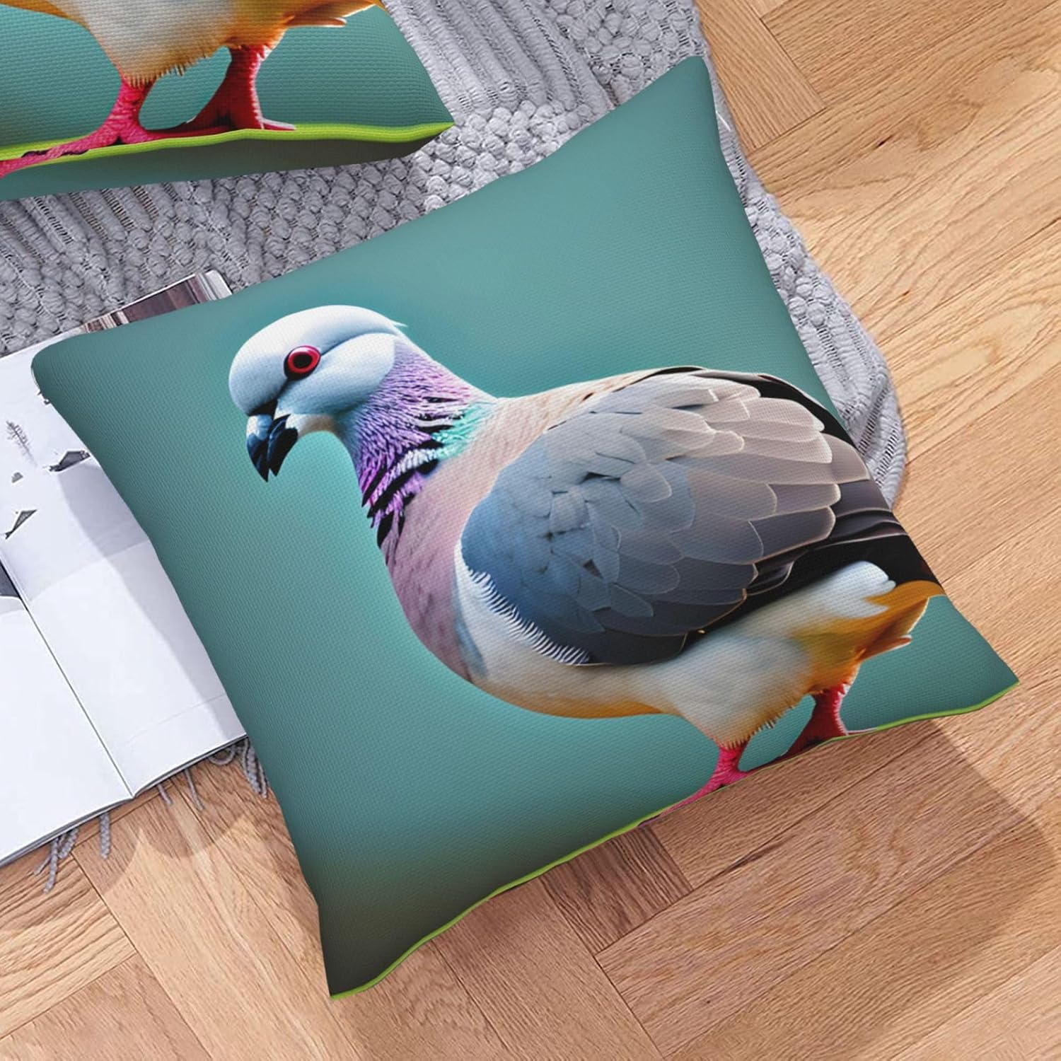 Cartoon Pigeon 4 Imitation Linen Pillowcase -2 Sets, Fashionable Home Decoration, Used for Sofas, Gardens, beds