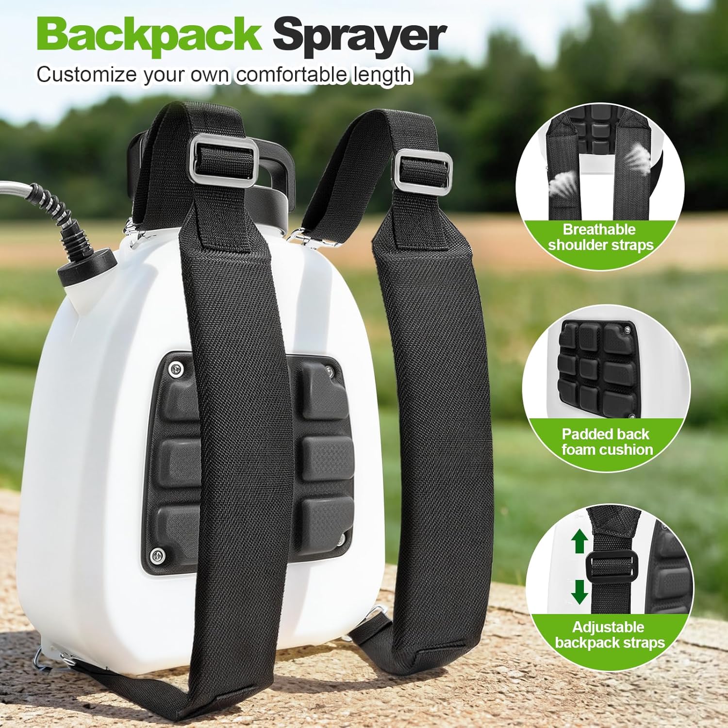 VAXMAY Battery Powered Sprayer 2.6 Gallon, Backpack Sprayer with 3 Adjustable Forces, Battery Indicator, 5 Mist Nozzles, 41" Retractable Wand, USB Rechargeable Garden Sprayer for Weed Lawn Yard