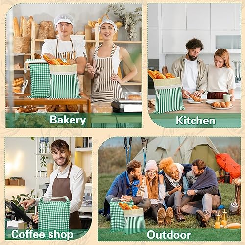 Vista 14 de Augshy Bolsas de pan, paquete de 2 bolsas de pan para pan casero, bolsa de pan de lino de 17.7 x 11.8 pulgadas, forro interior para mantener el pan