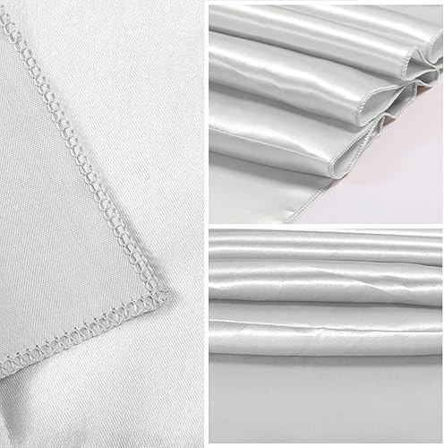 Miniatura 4 de Paquete de 2 caminos de mesa de satén de 12 x 108 pulgadas de largo, camino de mesa de satén plateado para decoración de fiestas, bodas, banquetes,