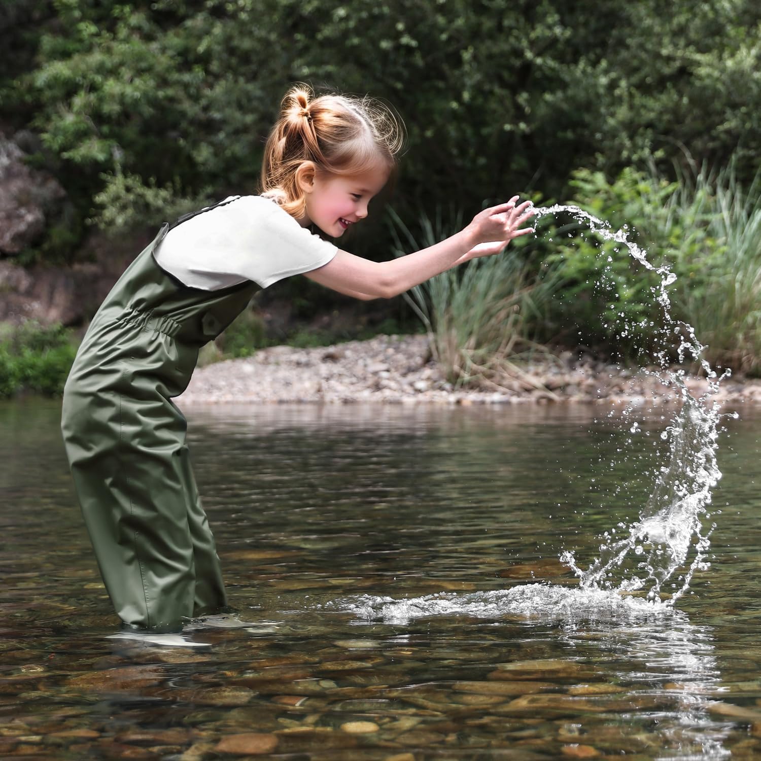 Ghosthorn Chest Waders for Kids Youth Fishing Waders Waterproof Hunting Waders with Boots Nylon Waders for Toddler Children