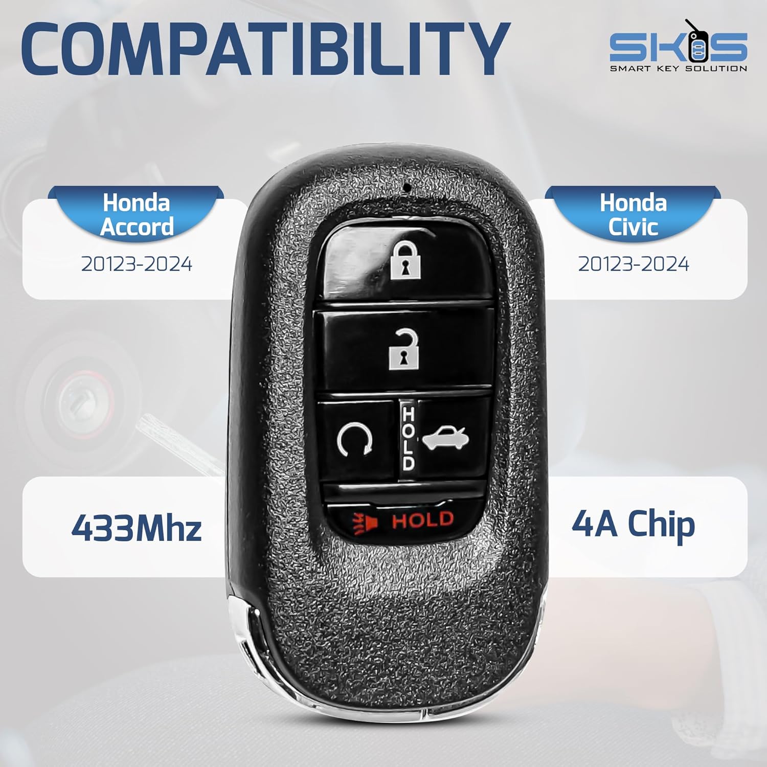 Keyless Key Fob Remote Replacement Fits for Honda Accord Civic 2022 2023 2024 KR5TP-4 Keyless Entry Push Start Smart Key Remote Control 72147-T20-A11