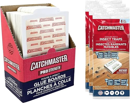 Miniatura 1 de Catchmaster Pro Strength - Juego de trampa de pegamento para ratones y insectos que se arrastran, paquete de 60 y 12 unidades de adhesivo adhesivo