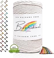 Vista 29 de BOCHIKNOT Cordón de macramé de 5 mm - Cordón de macramé de una hebra - Cordón de algodón para macramé y anudado - Suministros de cuerda de macramé