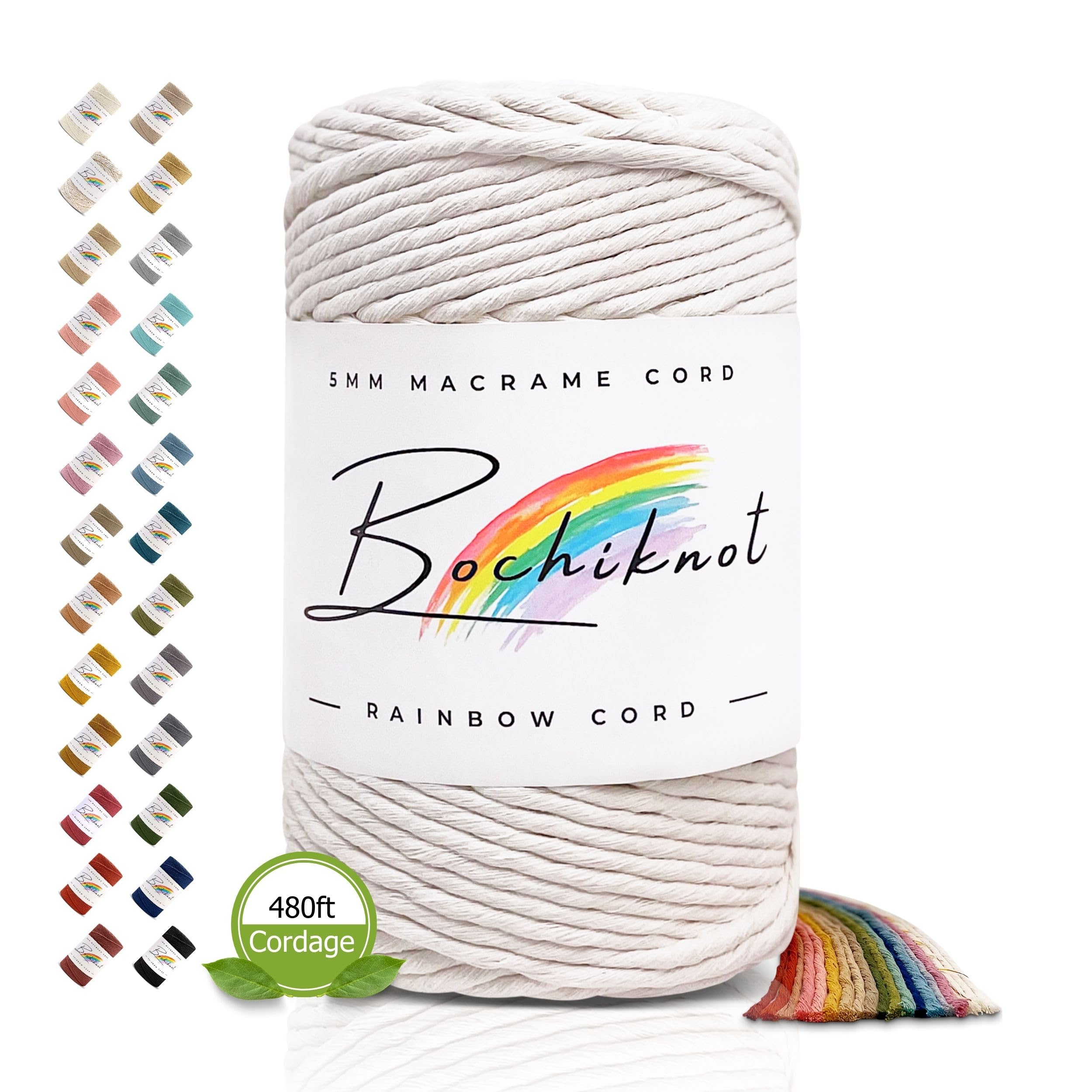 Cuerda De Macramé Bochiknot - Algodón 100%, 3mm Y 4mm, Rollo Largo, Para Manualidades