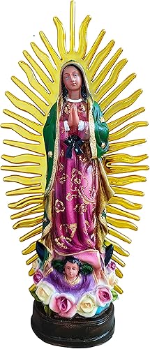 MEXICANDOO Estatua de Nuestra Señora de Guadalupe con halo dorado (Estatua Virgen de Guadalupe), decoración religiosa, estatua católica, regalo,