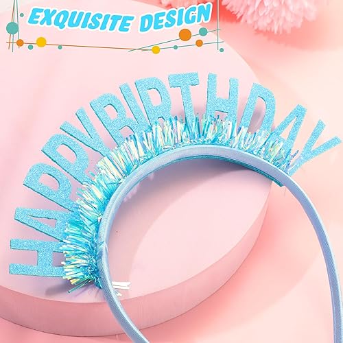 Miniatura 4 de Tigeen 15 coronas de sombrero de feliz cumpleaños para niñas y mujeres, diadema con purpurina, tiara dulce, decoración de fiesta, accesorios de