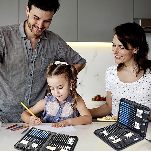 Miniatura 7 de H  B Juego de lápices de dibujo 40 lápices de boceto y kit de dibujo completo de artista incluye lápices de grafito lápices pastel sacapuntas y