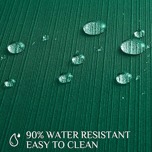 Miniatura 2 de Softalker Mantel rectangular de Navidad de jacquard, diseño de línea geométrica, color verde, grueso, impermeable y resistente a las manchas,