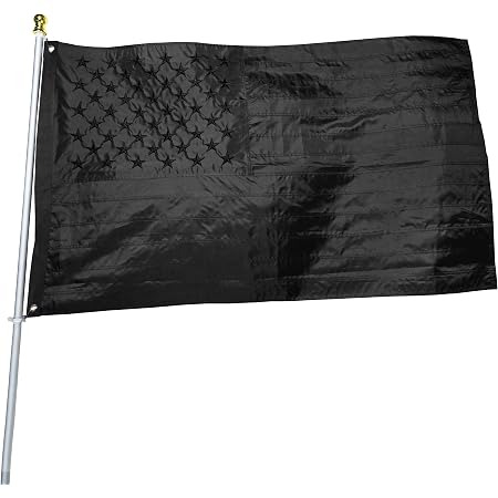 All Black American Flag 3x5 Ft - Embroidered Stars, Sewn Stripes, Heavy Duty Polyester, Brass Grommets