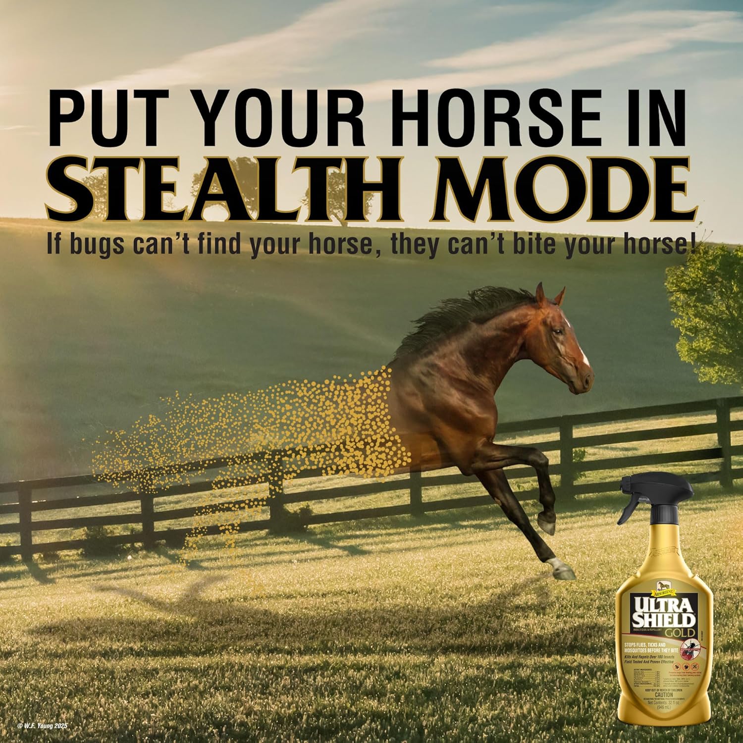Absorbine UltraShield Gold Insecticide & Repellent for 100+ Insects, Use on Horses
