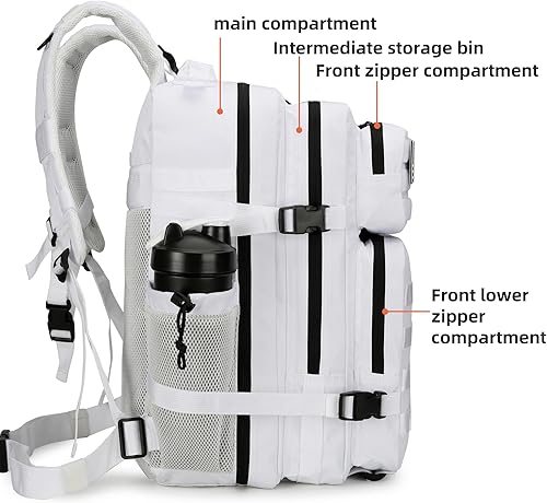 Miniatura 3 de Mochila táctica de asalto de 45L 3 días con mochila impermeable Molle para mochilas tácticas (blanco)