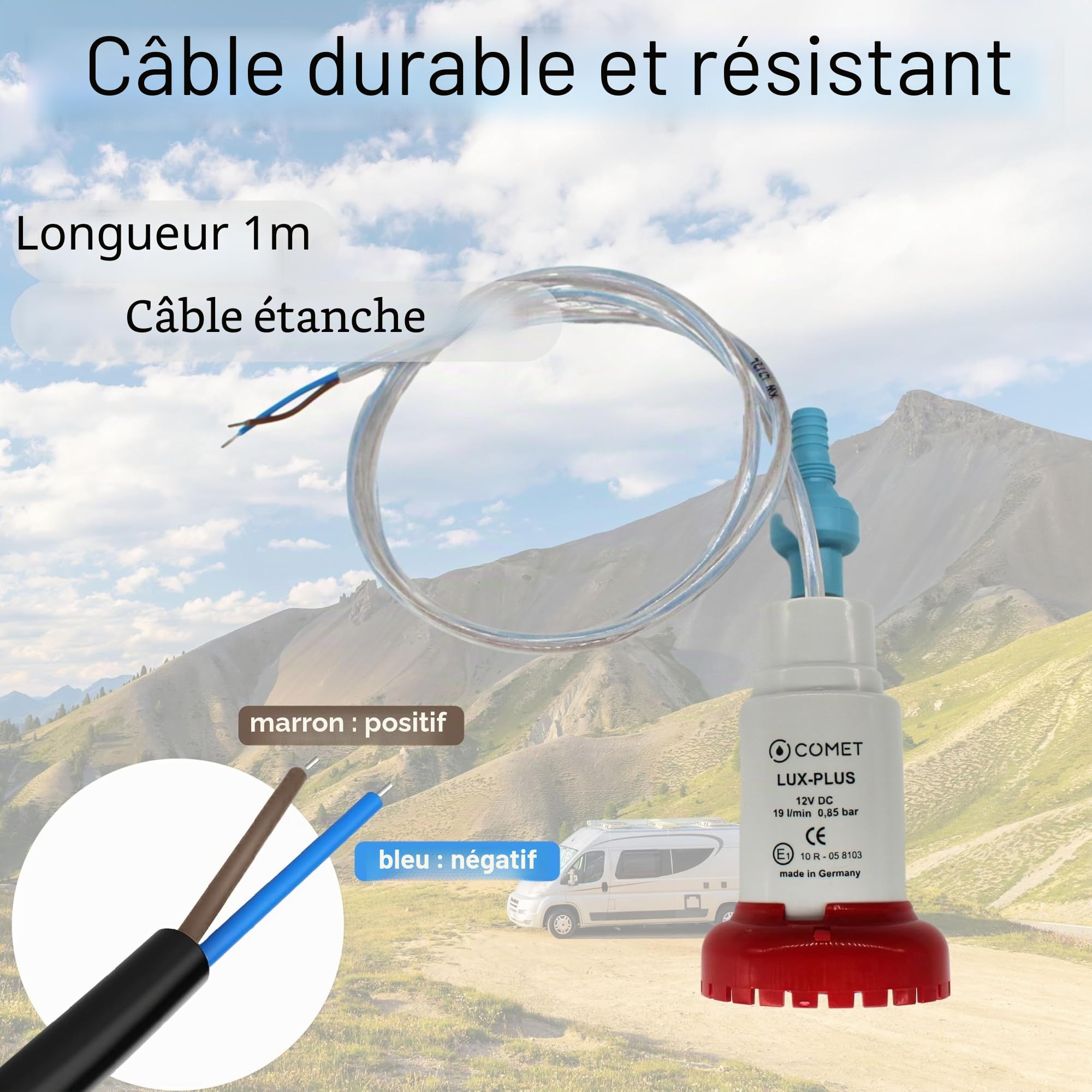 Carbest LuxPlus Pompe à eau 12 V avec clapet anti-retour et filtre, Camping Ebook – 19 l/m, 0,85 bar, blanc/rouge, plastique, design mini pompe de transfert