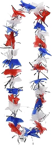 Beistle 50398-RWB Patriotic Star Party Lei Polyester Rouge/Blanc/Bleu/Argent