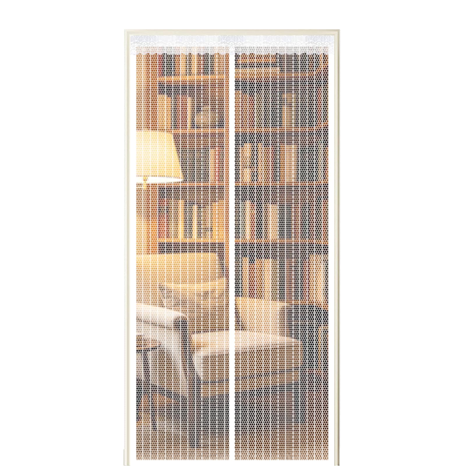 Fly Screen Door 60 x 185 cm Self Sealing Powerful Magnets Magnetic Screenfly Doors with Powerful Magnets & Full Frame Magic Tape Suitable for Patio Doors Balcony Bedroom, White
