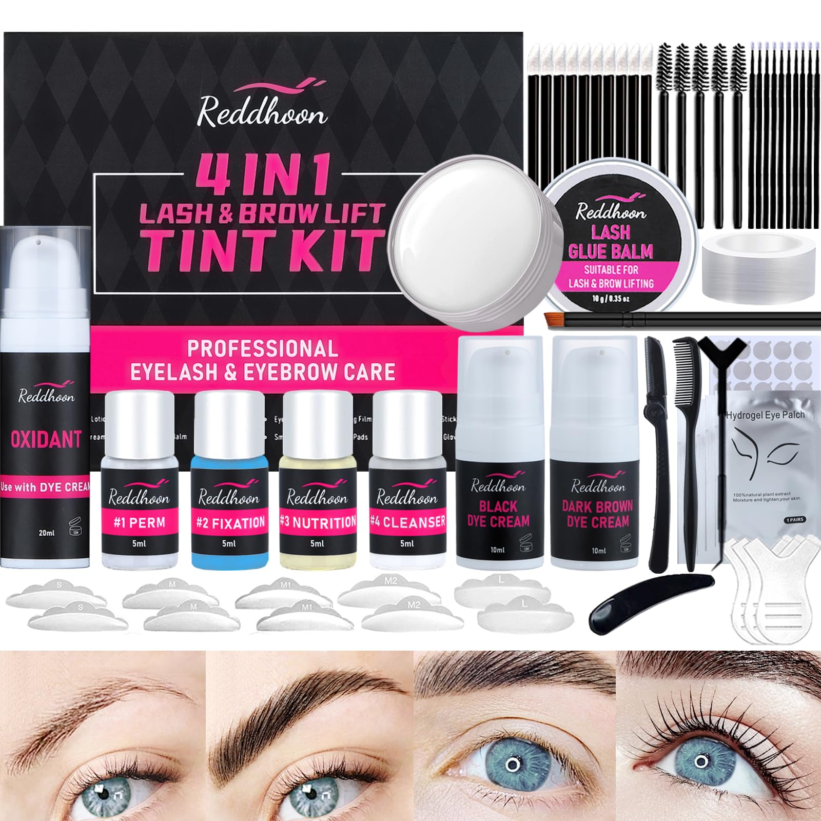2023 Greyghsot Lifting Pestañas Kit Profesional, 4 En 1 Set De Lifting De Pestañas Con Colorante (Negro Y Marrón) Kit De Lifting De Pestañas Con Pegamento Sólido Mejorado Lash Lift Kit