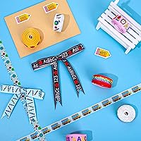 Vista 5 de Whaline 12 rollos de cinta de grogrén para el regreso a la escuela, 60 yardas, con temática de profesor escolar, borde con alambre, lápiz de autobús