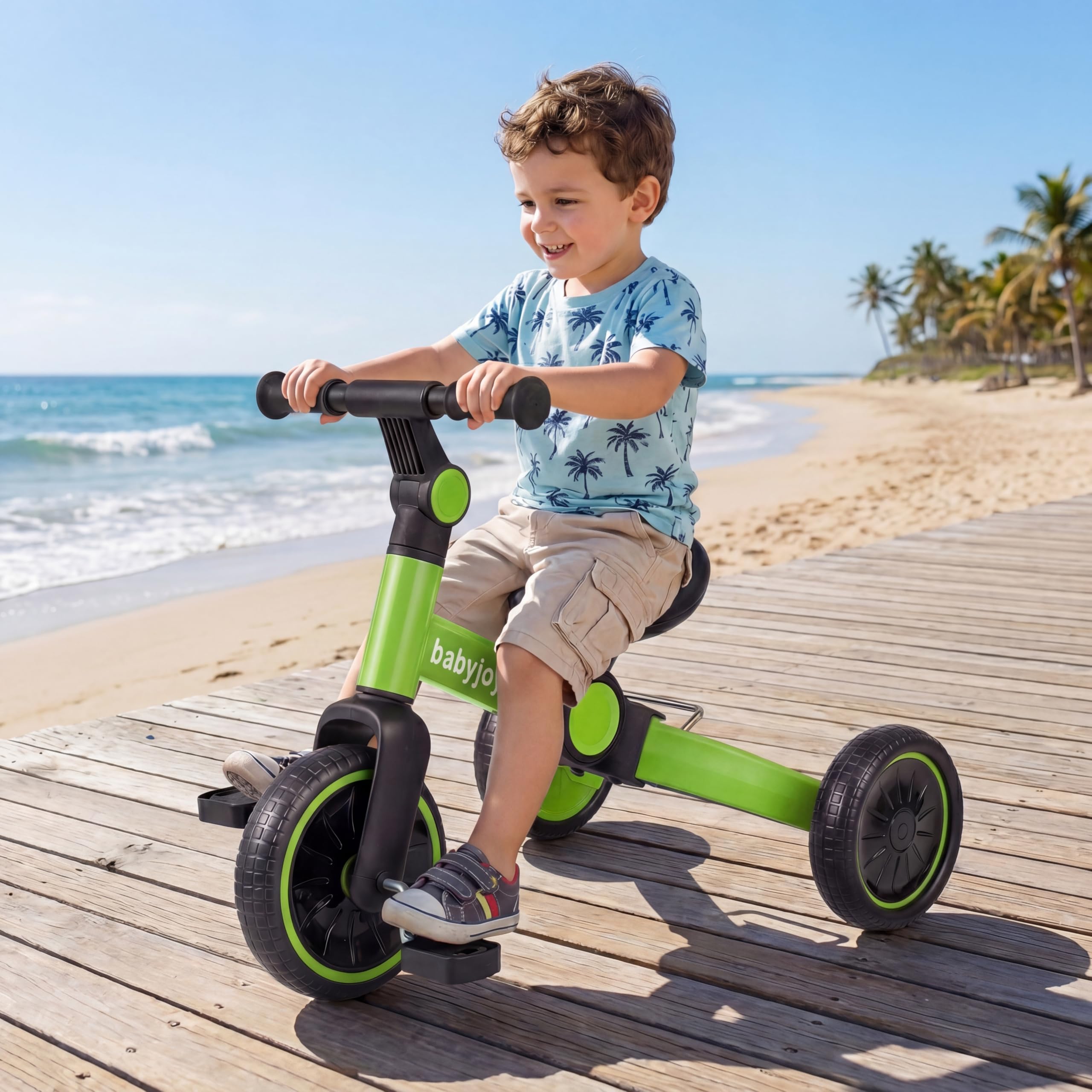 KOMFOTTEU Vélo Enfant 2 à 4 Ans, Charge 30 kg, Pédales Amovibles, Vert